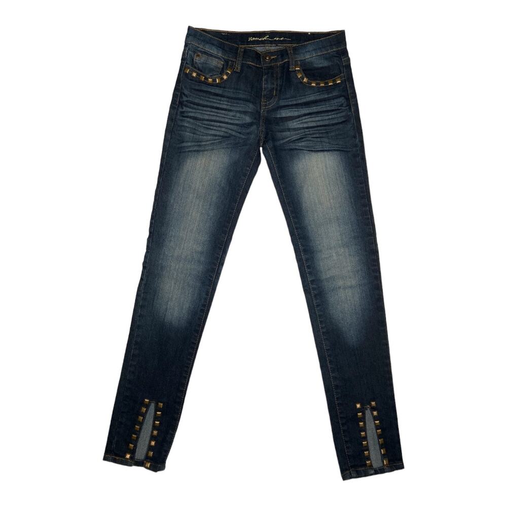 Touch Me Low Rise Distressed Studded Skinny Jeans size 3/4